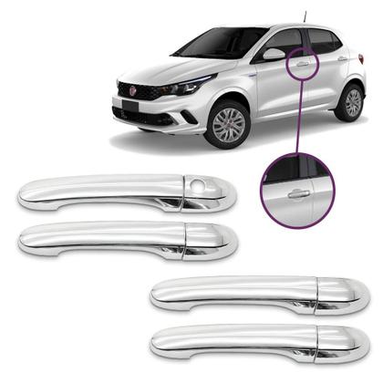 Imagem de Jogo Aplique Cromado para Maçaneta Externa Argo Cronos 2018 2019 2020 2021 4 Portas