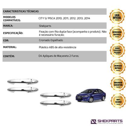 Imagem de Jogo Aplique de Maçaneta Cromado City 2009 a 2014 Com 2 Furos Chave