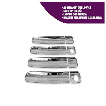 Imagem de Jogo Aplique de Maçaneta + Par Aplique Retrovisor 206 207 2001 a 2015 307 2002 a 2012 Kit Cromado