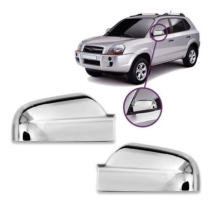 Imagem de Jogo Aplique de Maçaneta + Par Aplique Retrovisor Tucson 2004 a 2015 Kit Cromado