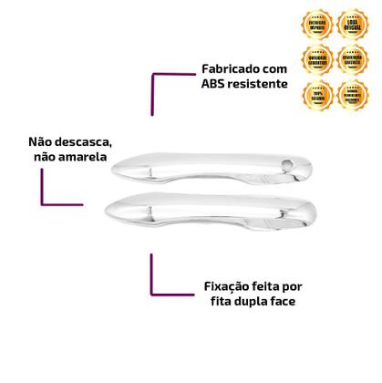 Imagem de Jogo Aplique Maçaneta Cromado Corolla 2020 2021 2022 2023 Corolla Cross 2021 2022 2023 Sem Keyless 4 Portas