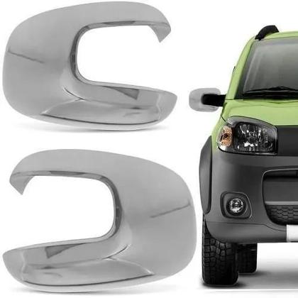 Imagem de Jogo Aplique Maçaneta Par Retrovisor Grade Dianteira Farol Auxiliar Uno Evo 2010 a 2014 Kit Cromado