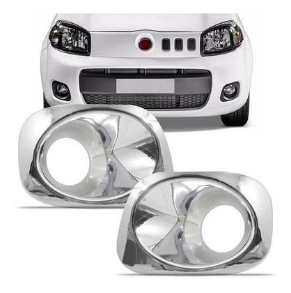 Imagem de Jogo Aplique Maçaneta Par Retrovisor Grade Dianteira Farol Auxiliar Uno Evo 2010 a 2014 Kit Cromado