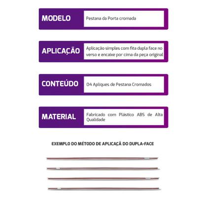 Imagem de Jogo Aplique Pestana Hyundai Hb20 Hb20s 2013 2014 2015 2016 2017 2018 2019 Kit Cromado