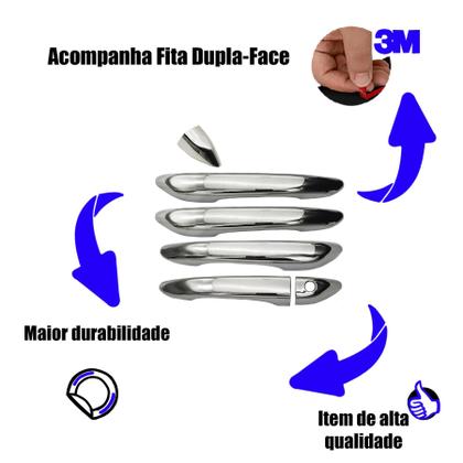 Imagem de Jogo Apliques de Maçaneta Hb20 Hb20s 2020 2021 2022 2023 2024 Kit Cromado