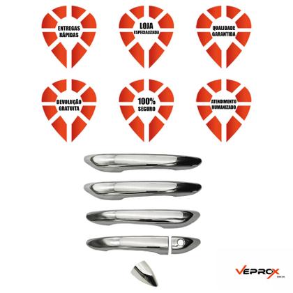 Imagem de Jogo Apliques de Maçaneta Hb20 Hb20s 2020 2021 2022 2023 2024 Kit Cromado