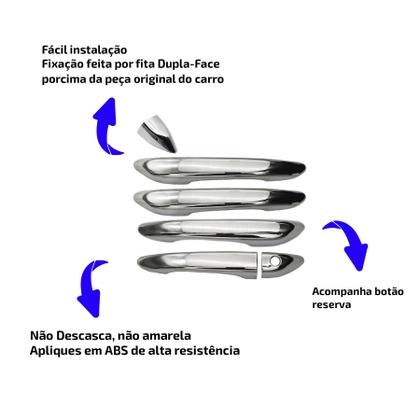 Imagem de Jogo Apliques de Maçaneta Hb20 Hb20s 2020 2021 2022 2023 2024 Kit Cromado