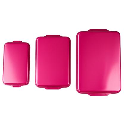 Imagem de Jogo Assadeira Retangular Antiaderente 3 Peças Rosa Nacional