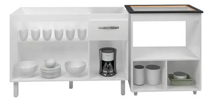 Imagem de Jogo Balcão Para Cooktop De 4 Bocas Com Gabinete Para Pia De 120cm - Móveis Leartam