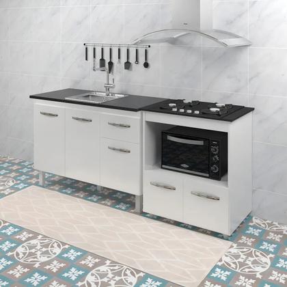 Imagem de Jogo Balcão Para Cooktop De 4 Bocas Com Gabinete Para Pia De 120cm - Móveis Leartam