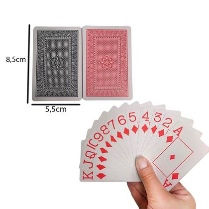 Imagem de Jogo Baralho De Plastico Com Estojo Acrílico 2 Maços Com 54 Cartas Cada