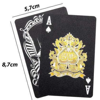 Imagem de Jogo Baralho Preto Black e Dourado Cartas Estampa Caveira Design Moderno Gold Luxo Presentes Sofisticado Deck Com 54 Cartas Colecionador Mágica