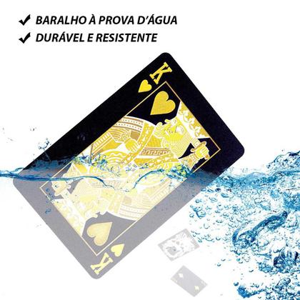 Imagem de Jogo Baralho Preto Black e Dourado Cartas Estampa Caveira Design Moderno Gold Luxo Presentes Sofisticado Deck Com 54 Cartas Colecionador Mágica