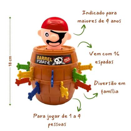 Imagem de Jogo Barril Pula Pirata Infantil Brinquedo Interativo Mesa Sorte 16 Zippy Toys