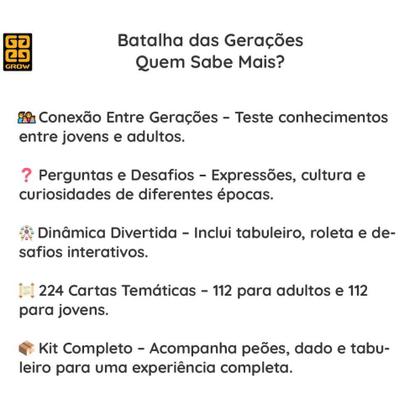 Imagem de Jogo batalha das geracoes nova embalagem grow