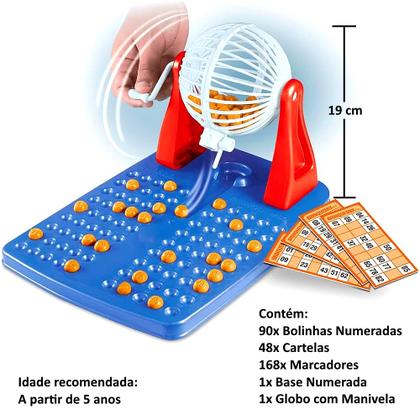 Imagem de Jogo Bingo Adulto e Infantil com Globo 48 Cartelas 90 Bolas
