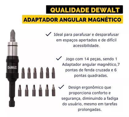 Imagem de Jogo Bits Adaptador Angular Magnético Philips Dewalt 14 pçs