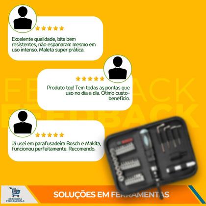 Imagem de Jogo Bits e Soquetes Bosch 38 Peças Para Aparafusar Com Estojo Compacto e Leve Chave Catraca Com Extensores e Chaves Allen Montagem e Desmontagens