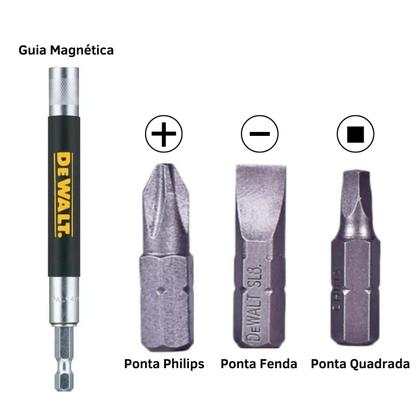 Imagem de Jogo Bits Parafusadeira com guia prolongador magnético Dewalt 16pcs Philips Ph2 Fenda E Quadro DW2053 Com Estojo