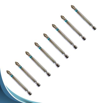 Imagem de Jogo Bits Parafusadeira Magnético 90mm Longo Ph2 Gross 10pcs Aço S2 Ponta Philips Ponteira Com Imã Encaixe 1/4 113795