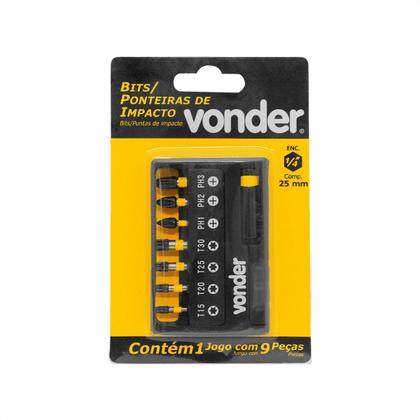 Imagem de Jogo Bits Ponteiras De Impacto Com Encaixe De 1/4" 9 Peças 