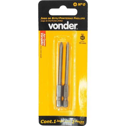 Imagem de Jogo Bits/Ponteiras Phillips Encaixe Sextavado 1/4 N Vonder