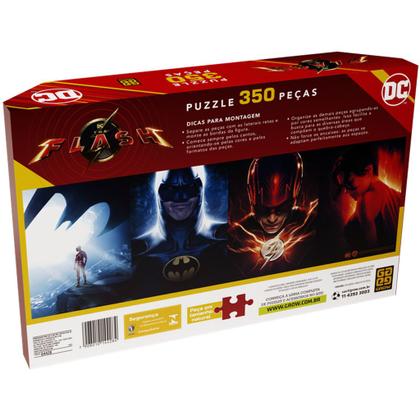 Imagem de Jogo Brinquedo Quebra Cabeça Puzzle Panorama 350 Peças Infantil The Flash Batman Grow