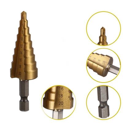 Imagem de Jogo Broca Cônica Escalonada 29 Medidas 4 à 32mm Hss Titânio Profissional