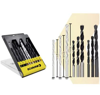 Imagem de Jogo Brocas 5-8 Kit 9peças Aço, Madeira e parede de concreto