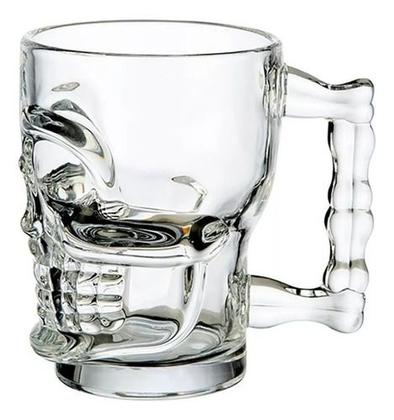 Imagem de Jogo C/ 2 Canecas Para Chopp Cerveja De Vidro Caveira 500ml