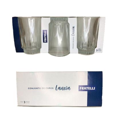 Imagem de Jogo C/3 Copos de Vidro Lancia Suco Água Refrigerante 240ml