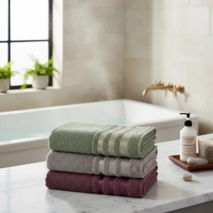 Imagem de Jogo C/ 3 Toalhas De Banho Marselha 70x140cm 100% Algodão