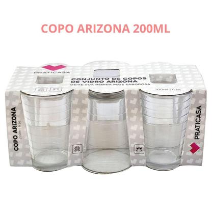 Imagem de Jogo C/6 Copos De Vidro Arizona Transparente 200ml - PRATICASA