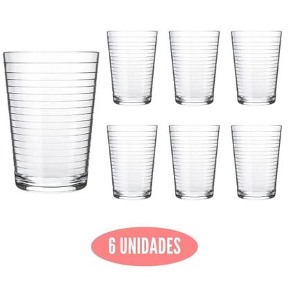 Imagem de Jogo C/6 Copos De Vidro Arizona Transparente 200ml - PRATICASA