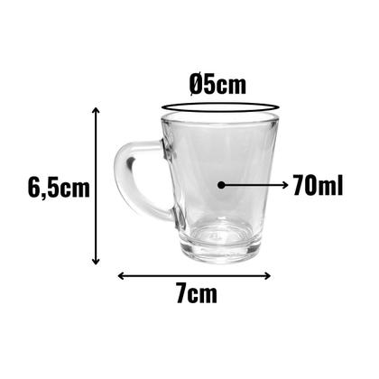 Jogo C/6 Xicaras Canecas Lisa De Vidro Café Expresso 70ml - Hauskraft Imagem de Jogo C/6 Xicaras Canecas Lisa De Vidro Café Expresso 70ml