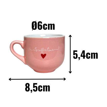 Imagem de Jogo C/6 Xícaras Com Pires Lamour Em Porcelana Chá Café 90ml