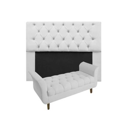 Imagem de Jogo Cabeceira Mirage Com Recamier Grécia Queen 160 cm Suede Branco - INCASA DECOR