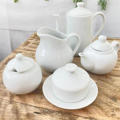 Jogo Café Chá Mesa Posta 5 pçs - Porcelana Branca legítima - Antilope Decor Porcelanas Imagem de Jogo Café Chá Mesa Posta 5 pçs - Porcelana Branca legítima