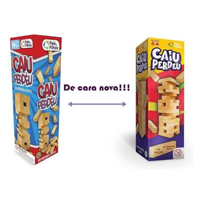 Imagem de Jogo Caiu Perdeu Brinquedo Torre Jenga Equilíbrio Madeira