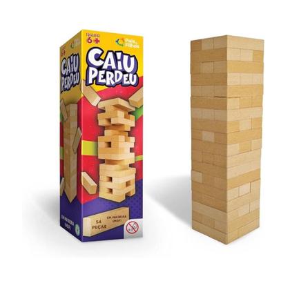 Imagem de Jogo Caiu Perdeu Brinquedo Torre Jenga Equilíbrio Madeira