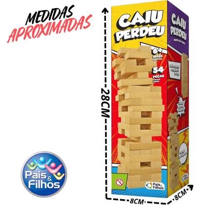Imagem de Jogo Caiu Perdeu Torre De Madeira Mdf Com 54 Peças Diversão REF.:7460