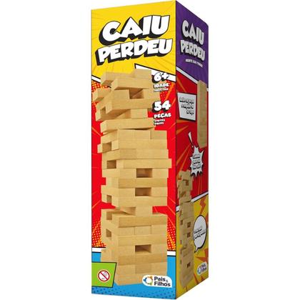 Imagem de Jogo Caiu Perdeu Torre De Madeira Mdf Com 54 Peças Diversão REF.:7460