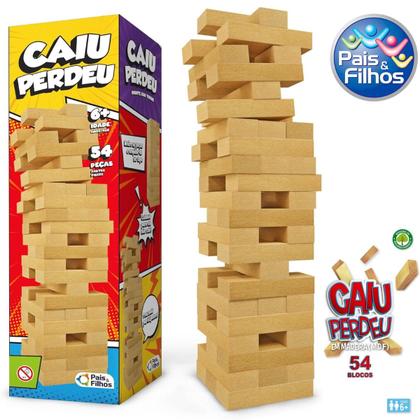 Imagem de Jogo Caiu Perdeu Torre De Madeira Mdf Com 54 Peças Diversão REF.:7460