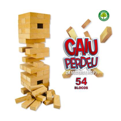 Imagem de Jogo Caiu Perdeu Torre Madeira Divertida Jogo Jenga Pais & Filhos