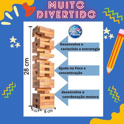 Imagem de Jogo Caiu Perdeu Torre Madeira Equilíbrio Pais & Filhos