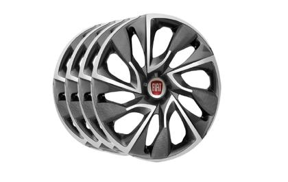 Imagem de Jogo Calota Aro 14 Esportiva Black Silver Fiat Palio Fire 4 peças + Brinde