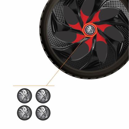 Imagem de Jogo Calota Aro 14 Evolution Black Red Universal + Emblema Resinado Peugeot