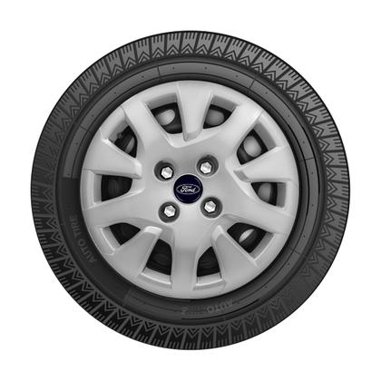 Imagem de Jogo Calota Aro 14 Ford Ka Hatch Sedan 2019/2020 prata emblema resinado Preto
