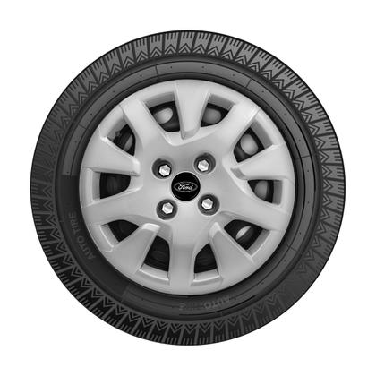 Imagem de Jogo Calota Aro 14 Ford Ka Hatch Sedan 2019/2020 prata emblema resinado Preto