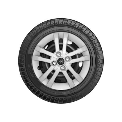 Imagem de Jogo Calota Aro 14 Novo Fiat Argo 2021 2022 Prata + Emblema Resinado